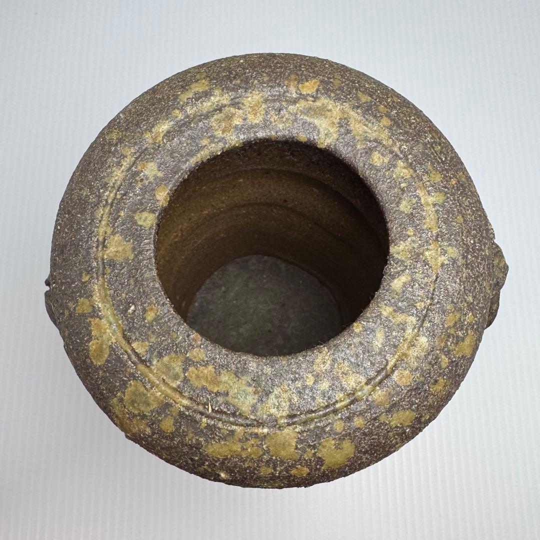 新品 越前焼 陶器 持ち手付き 花入 花瓶 花生 花器 伝統工芸 美術品 共箱