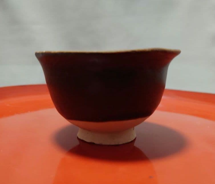 唐　黒釉杯　魯山段店窯　茶杯　ぐい呑　褐釉