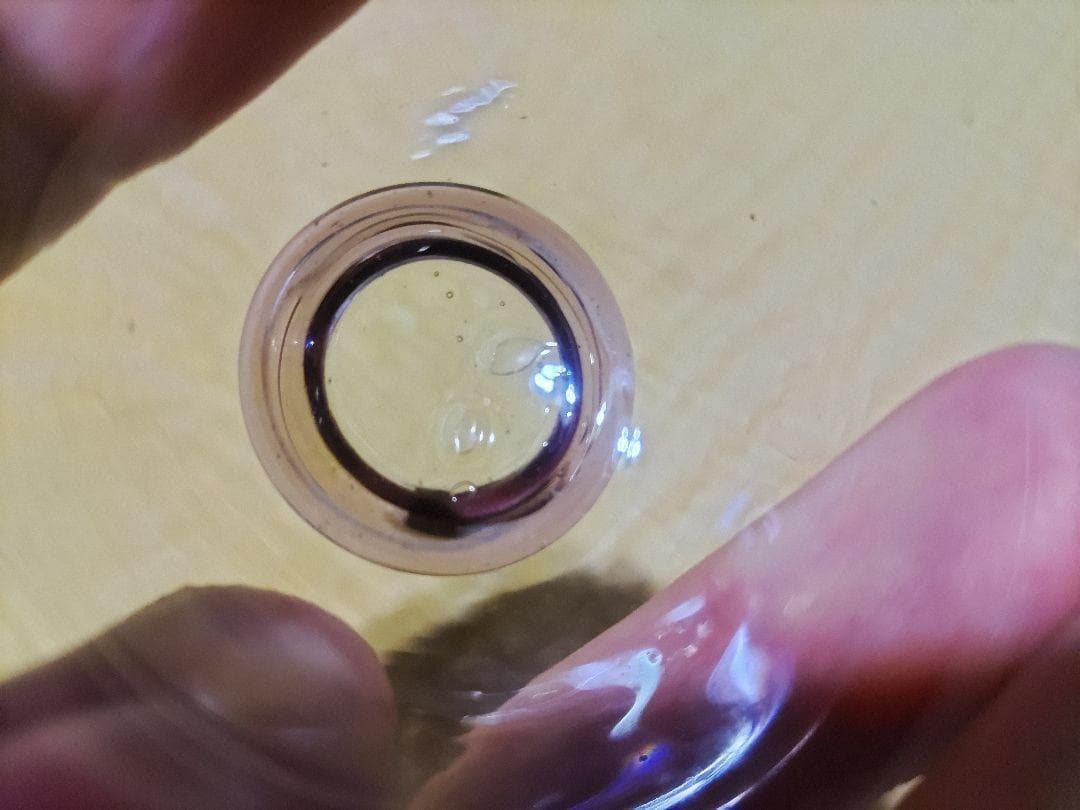 江戸硝子　吹きガラス　酒盃　紫　鉛ガラス　無傷