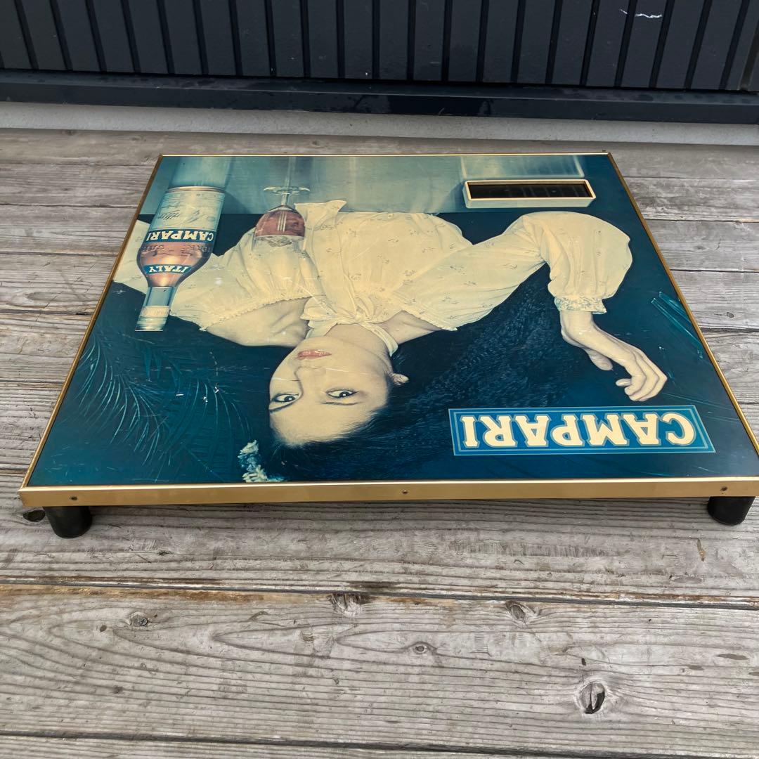 昭和レトロ カンパリ パネル時計 女性柄立て看板 サインボード 店舗什器 古道具