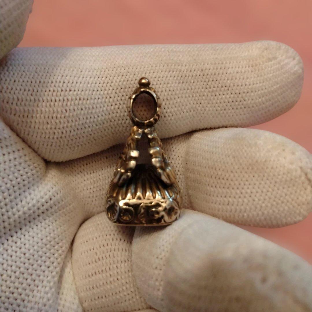 週末特価　イギリス　インタリオ　シール シトリン　金張り　ライオン紋章