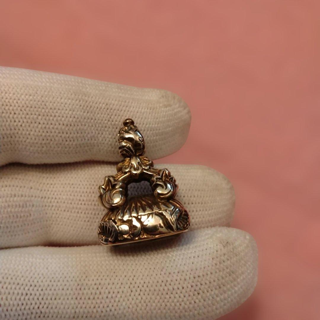 週末特価　イギリス　インタリオ　シール シトリン　金張り　ライオン紋章