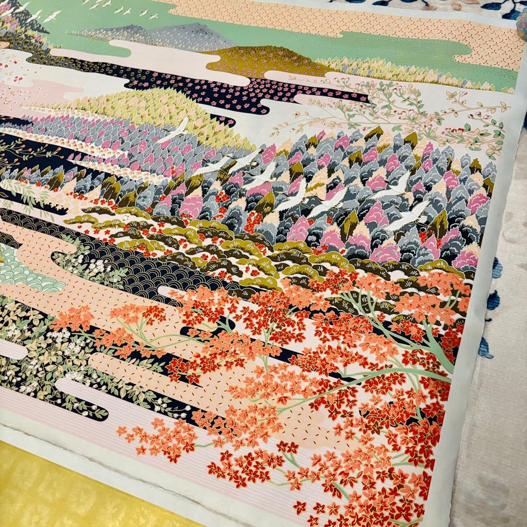 美濃和紙 友禅染 大判アート 2枚セット（花鳥／平安絵巻） 絵画　日本画