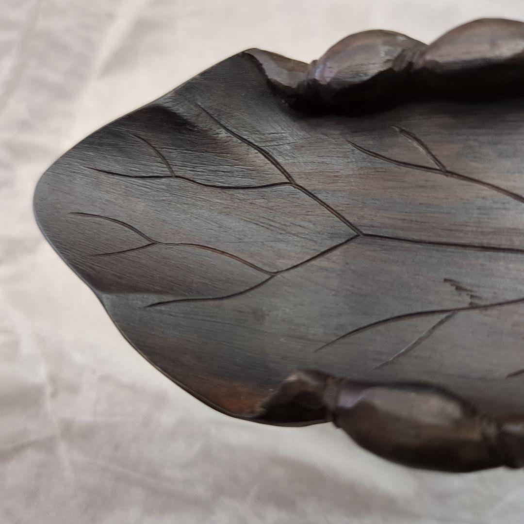 茶合　唐木　茶道具　葉っぱ　葉　茶道　木製