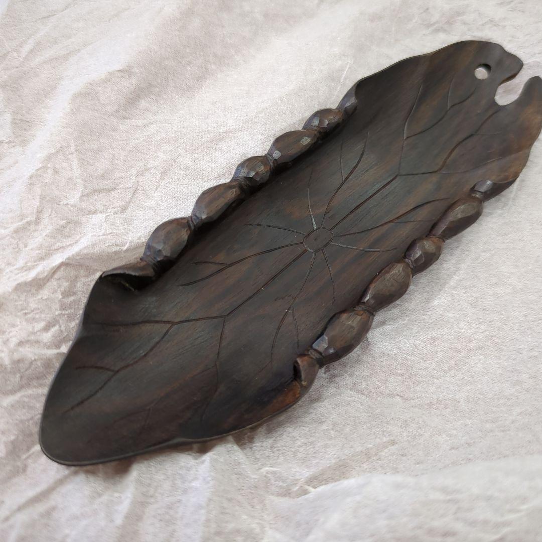 茶合　唐木　茶道具　葉っぱ　葉　茶道　木製