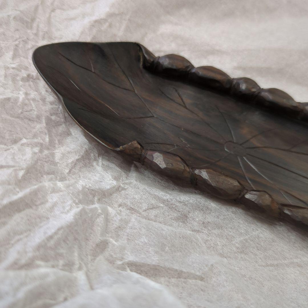 茶合　唐木　茶道具　葉っぱ　葉　茶道　木製