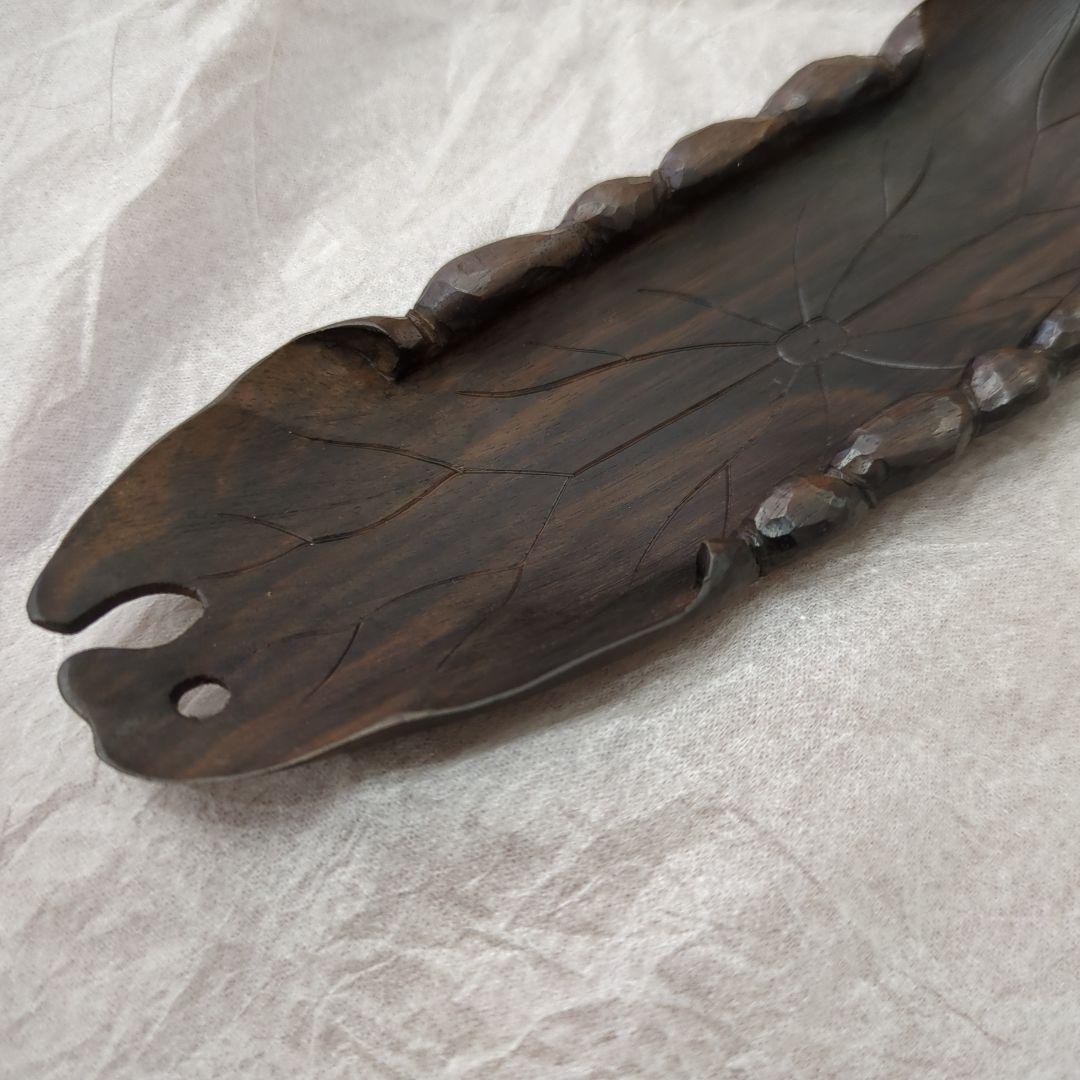 茶合　唐木　茶道具　葉っぱ　葉　茶道　木製