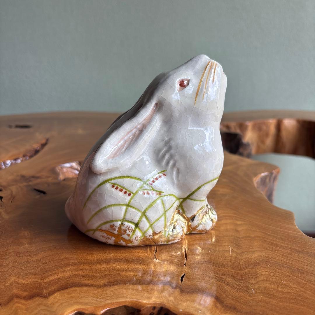 六兵衛窯 卯年 「はな兎」干支置物 清水焼 陶芸 たち吉 共箱