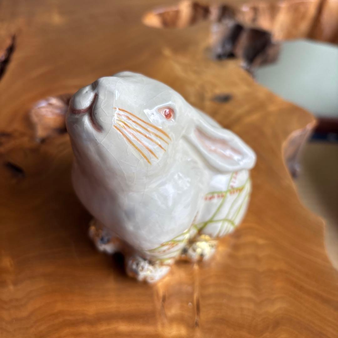 六兵衛窯 卯年 「はな兎」干支置物 清水焼 陶芸 たち吉 共箱