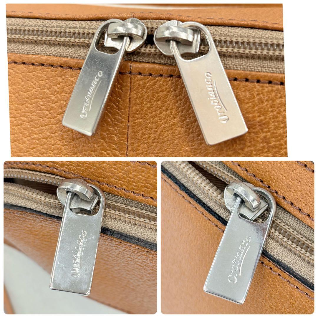 オロビアンコ ガーメントバッグ レザー×キャンバス キャメル スーツキャリー仕様