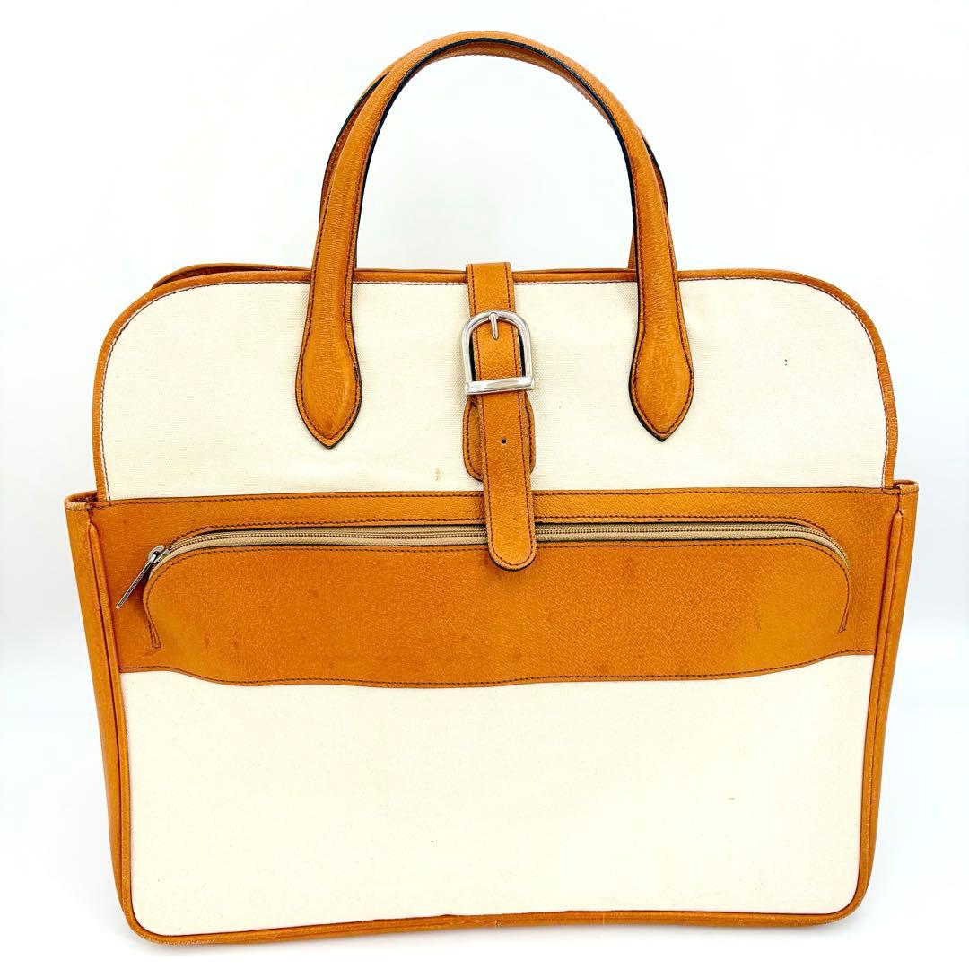 オロビアンコ ガーメントバッグ レザー×キャンバス キャメル スーツキャリー仕様