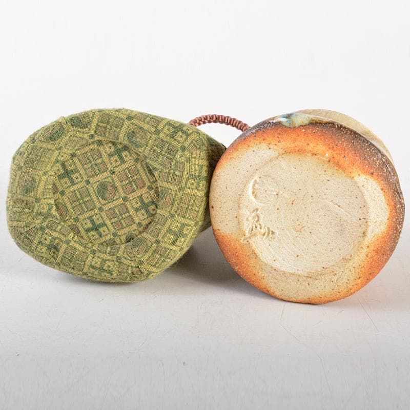 eyeknow74　伊賀西山窯坂本瀧山作茶入古代和更紗仕覆付V　R6732