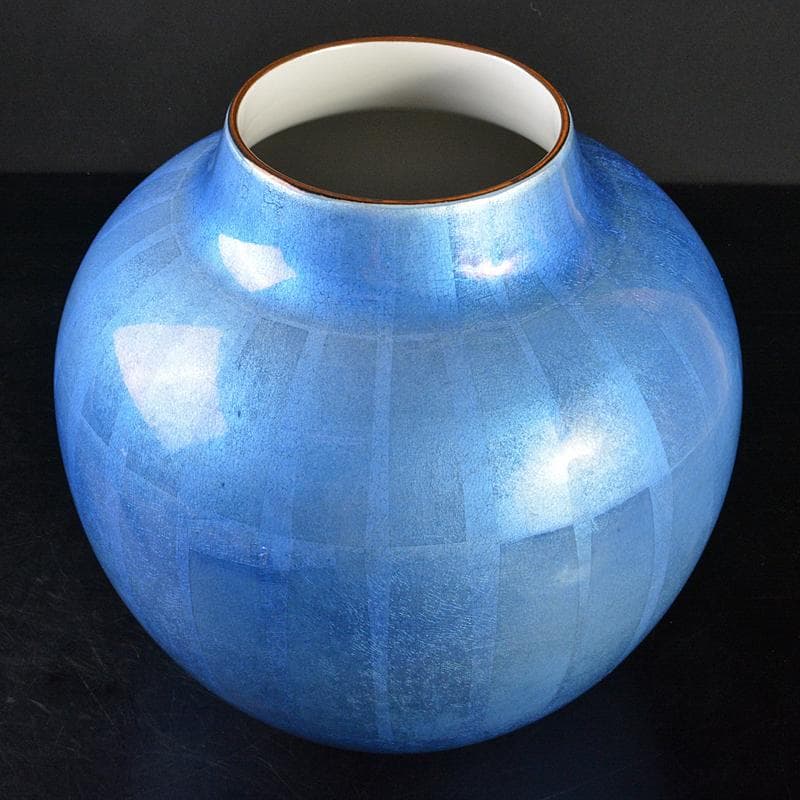 九谷焼　中田一於作　淡青釉裏銀彩　壷　花瓶　M　R6483B