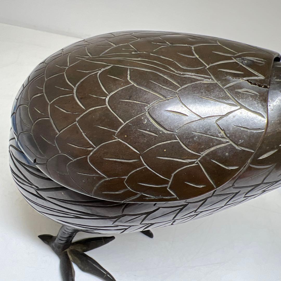 古銅　ウズラ香炉　木箱付　1345g/高さ約21㎝　東Y7-0626⭐︎2Fトカエ