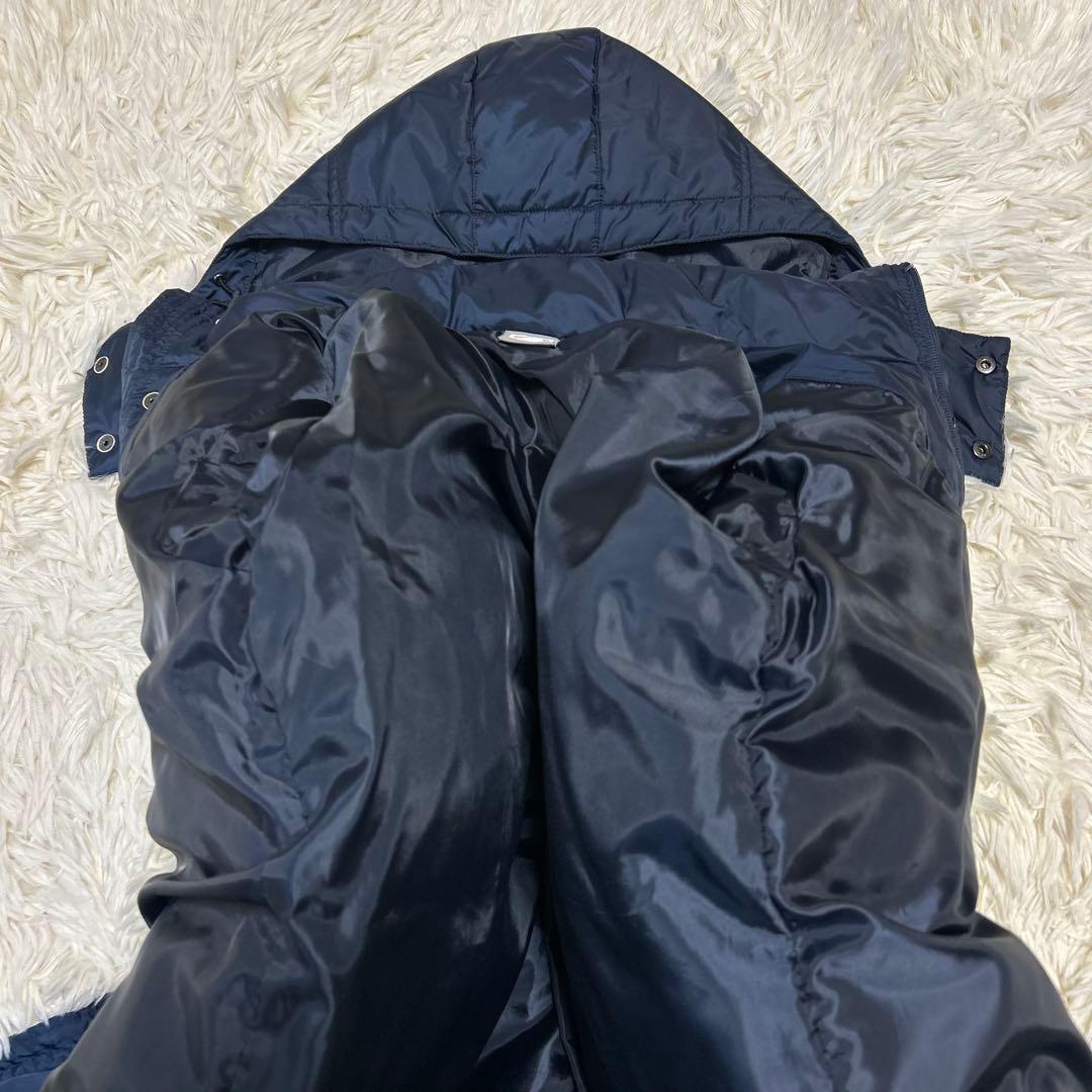 未使用級NIKE ナイキ ロングダウンコート ベンチコート S ネイビー　刺繍