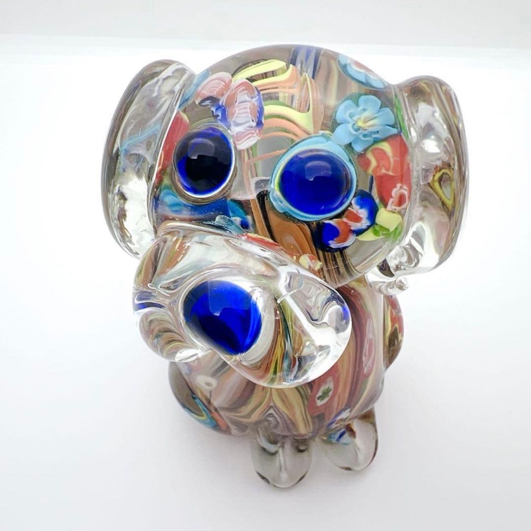 【希少】ヴェネチアンガラス ミルフィオリ 犬 置物 ムラーノガラス オブジェ