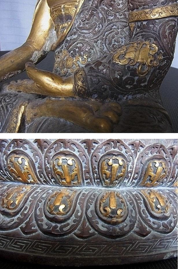 【U1401】古い仏像　高42㎝　お釈迦様　細密造　アンティーク