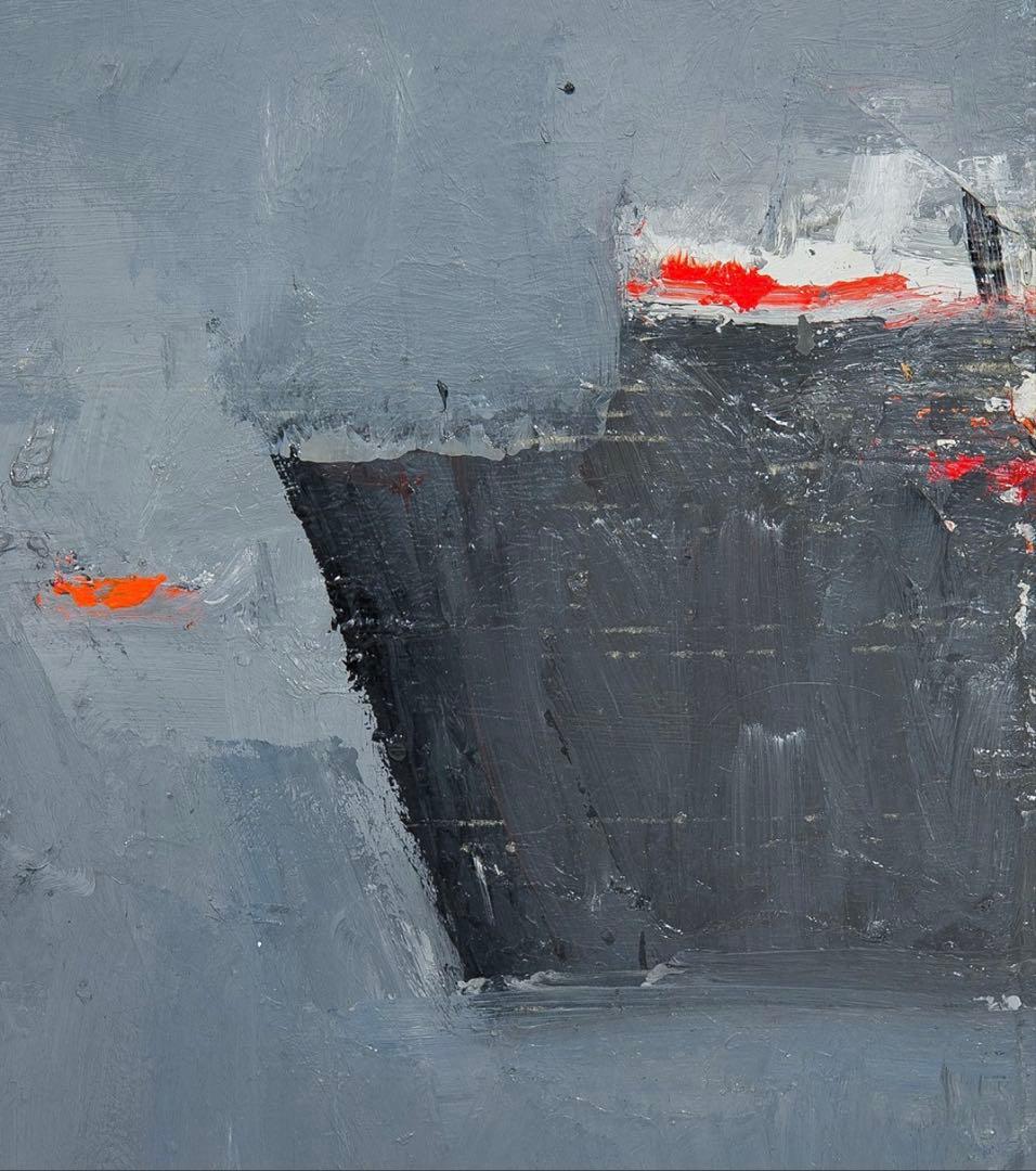 ヤニス・マルカントナキス 『港の風景 オレンジI』 油彩 キャンバス 額装