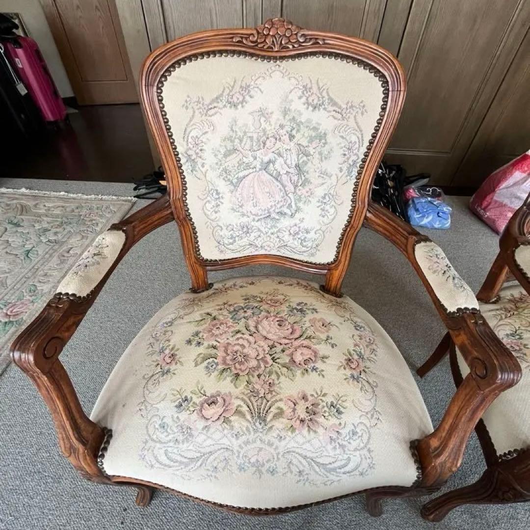 ③バラ売り不可　①〜④セット販売のみ　ロココ調 ゴブラン織り 猫脚　応接セット