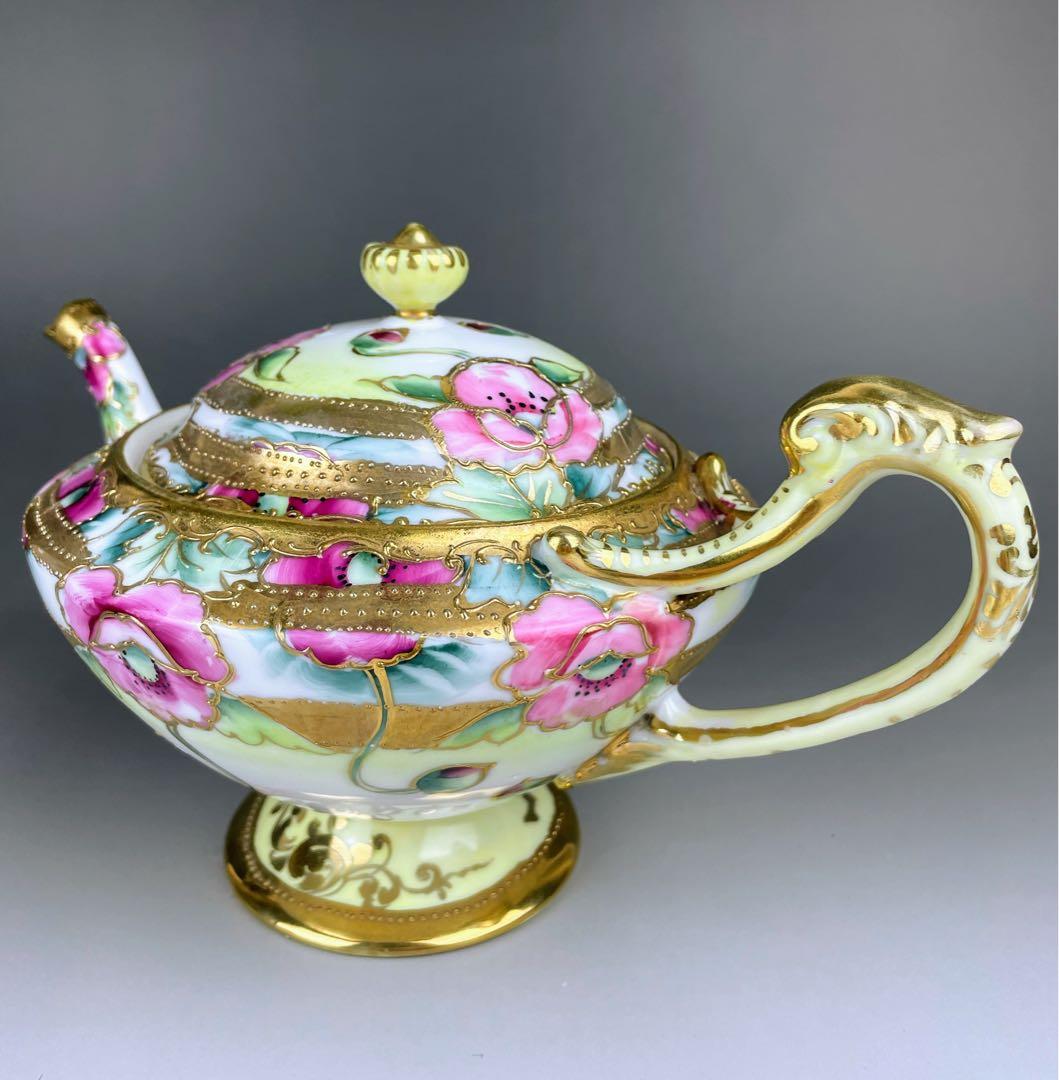 【大き目】オールドノリタケ 花紋 ティーポット アールヌーボー アールデコ