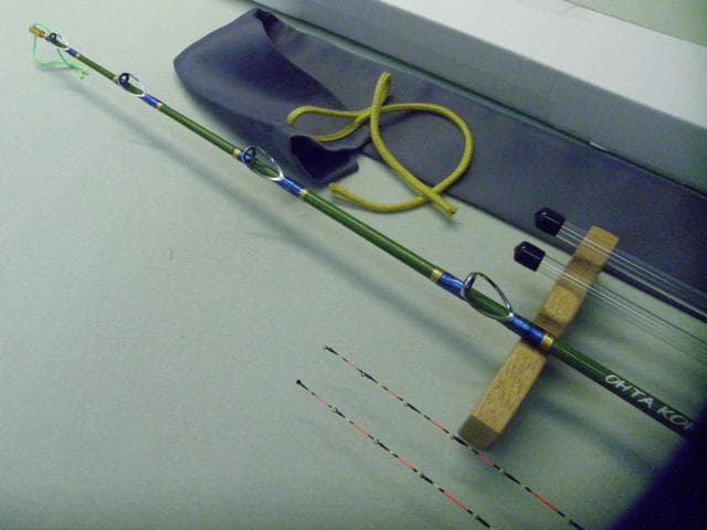 Ｈ-089★手作り（布袋竹）筏竿【全長151ｃｍ】【グリーン竿】太田工房★