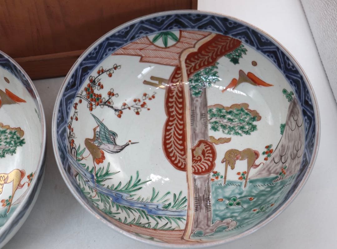 江戸　伊万里錦絵大鉢2点　共箱　送料込み250518