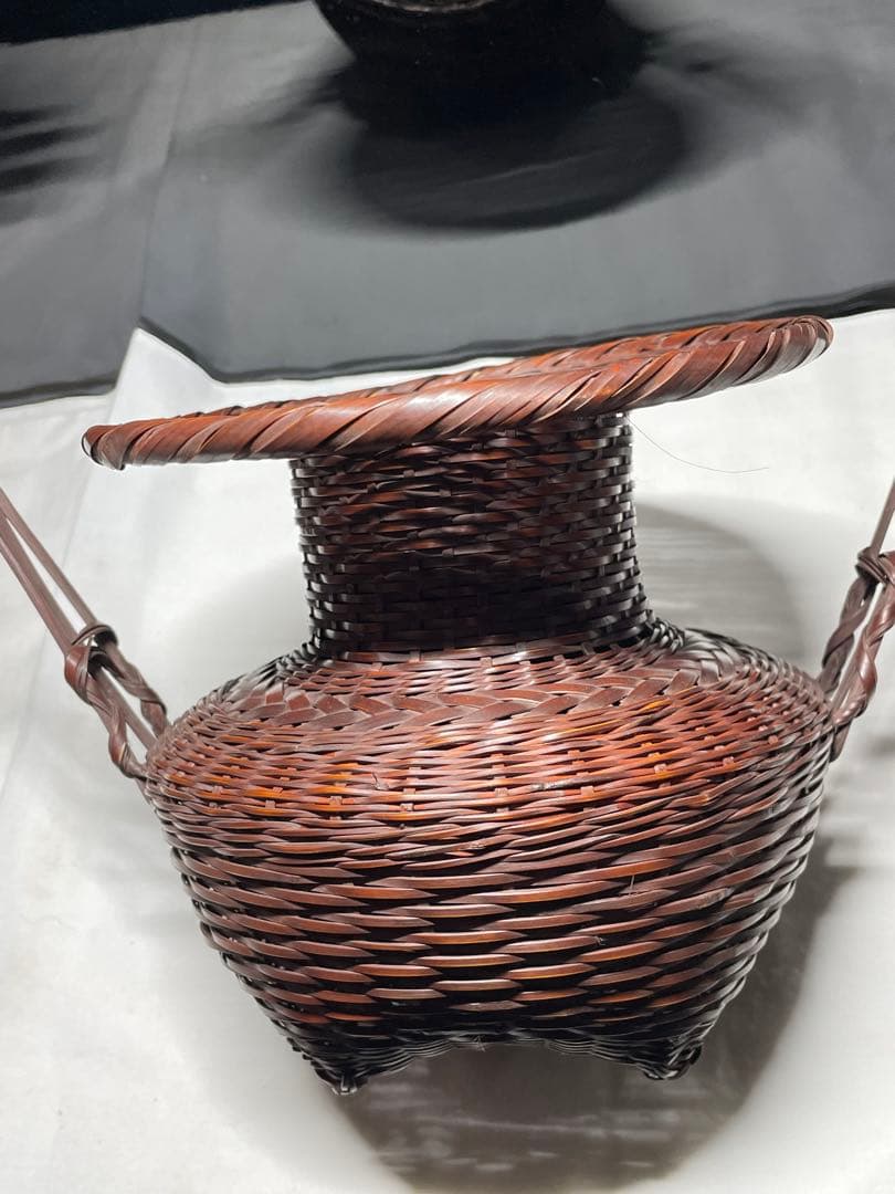 花籠。竹。美品。華道具、茶道具。舊家蔵出し。