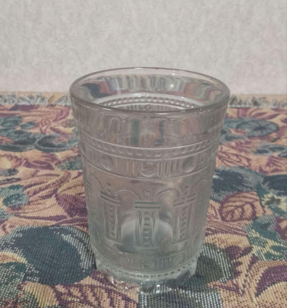 大正～昭和初期 プレスガラス  幾何学模様 水飲みコップ 和ガラス