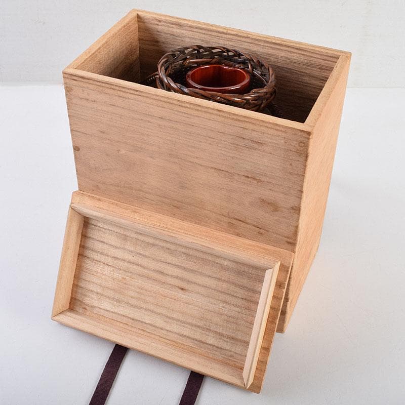 茶道具　吉田ふみ与作　耳付掛花籠　籠花生　時代箱付　V　R9539