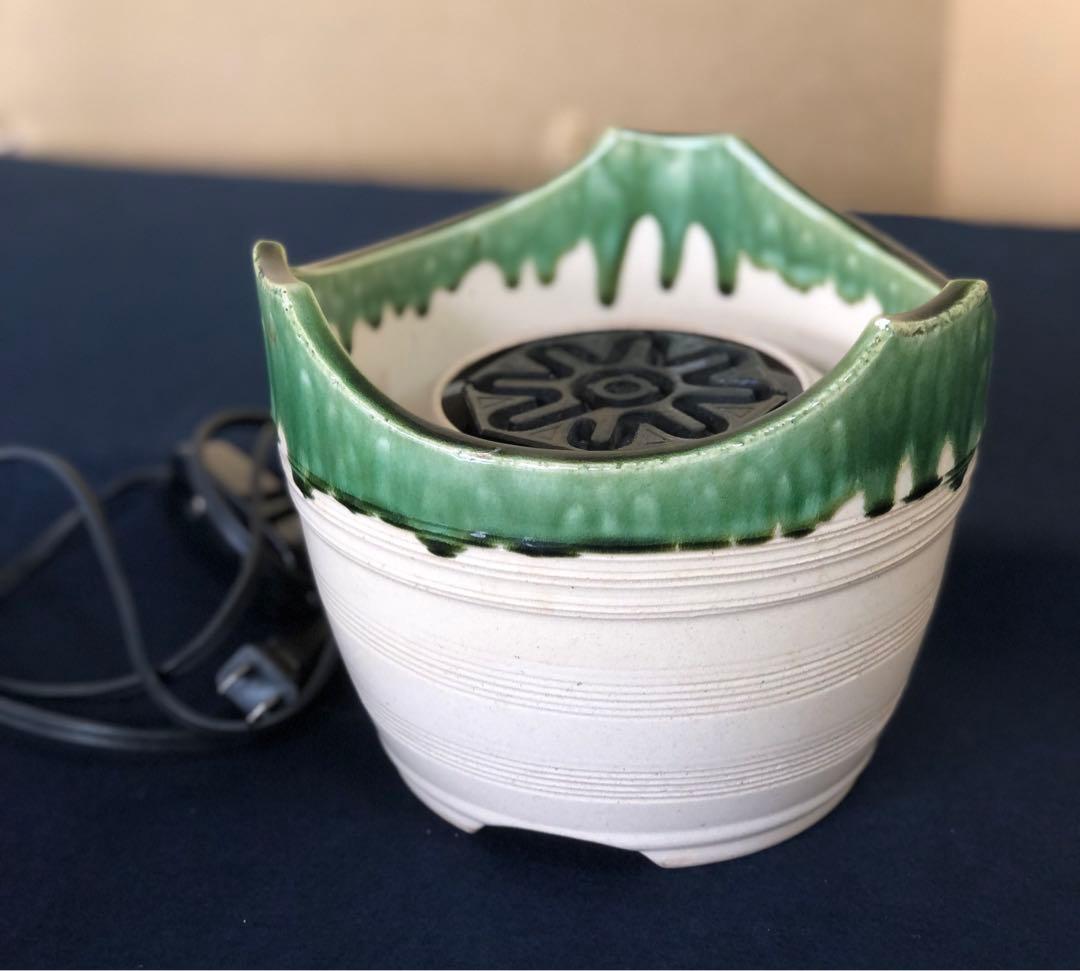 割引❗️《R》野々田式 織部 江戸火鉢 電熱器 煎茶 茶道具　1f