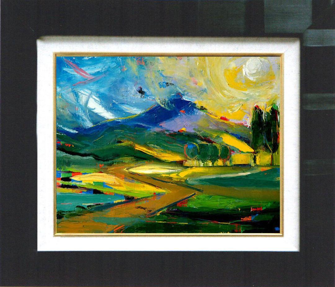 油絵 菅家令子 絵 絵画 インテリア F4-081411 風景 朝陽 夕陽 田園