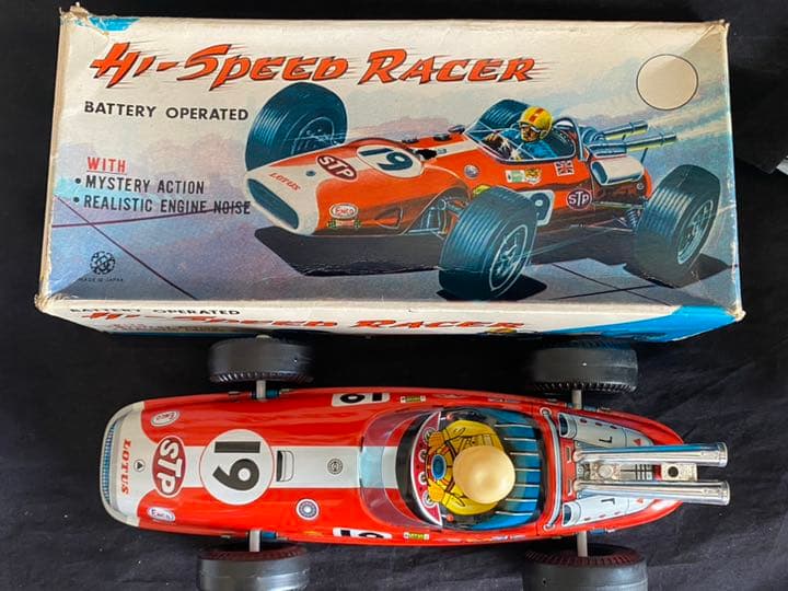 1960年代　昭和レトロ　ロータス・ハイスピードレーサー　電動ブリキカー／箱付き