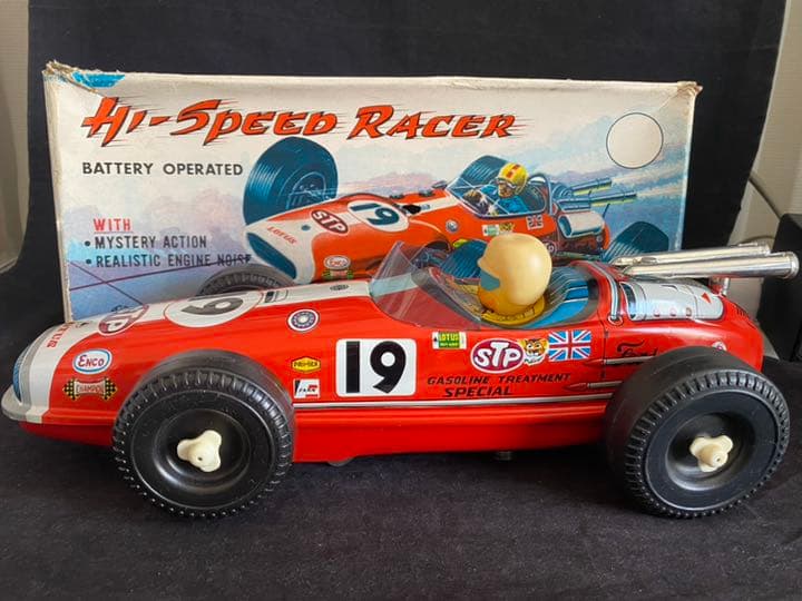 1960年代　昭和レトロ　ロータス・ハイスピードレーサー　電動ブリキカー／箱付き
