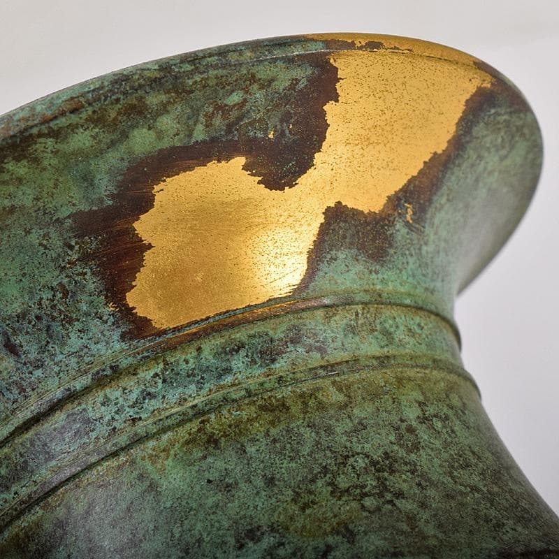 平安　秦蔵六造　塗金銅香炉　「瑞雲」　共箱　G　R8430