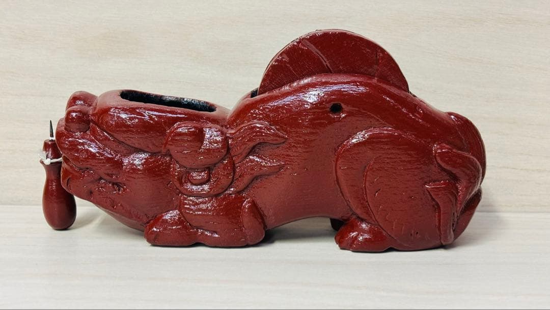 墨壺　唐獅子　墨壷　大工道具　工芸品　すみつぼ　墨坪　墨ツボ　縁起物　希少