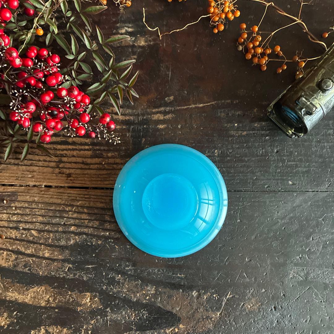 骨董　時代ガラス　空色　練りガラス　反り口　向付　氷コップ　ウラン②