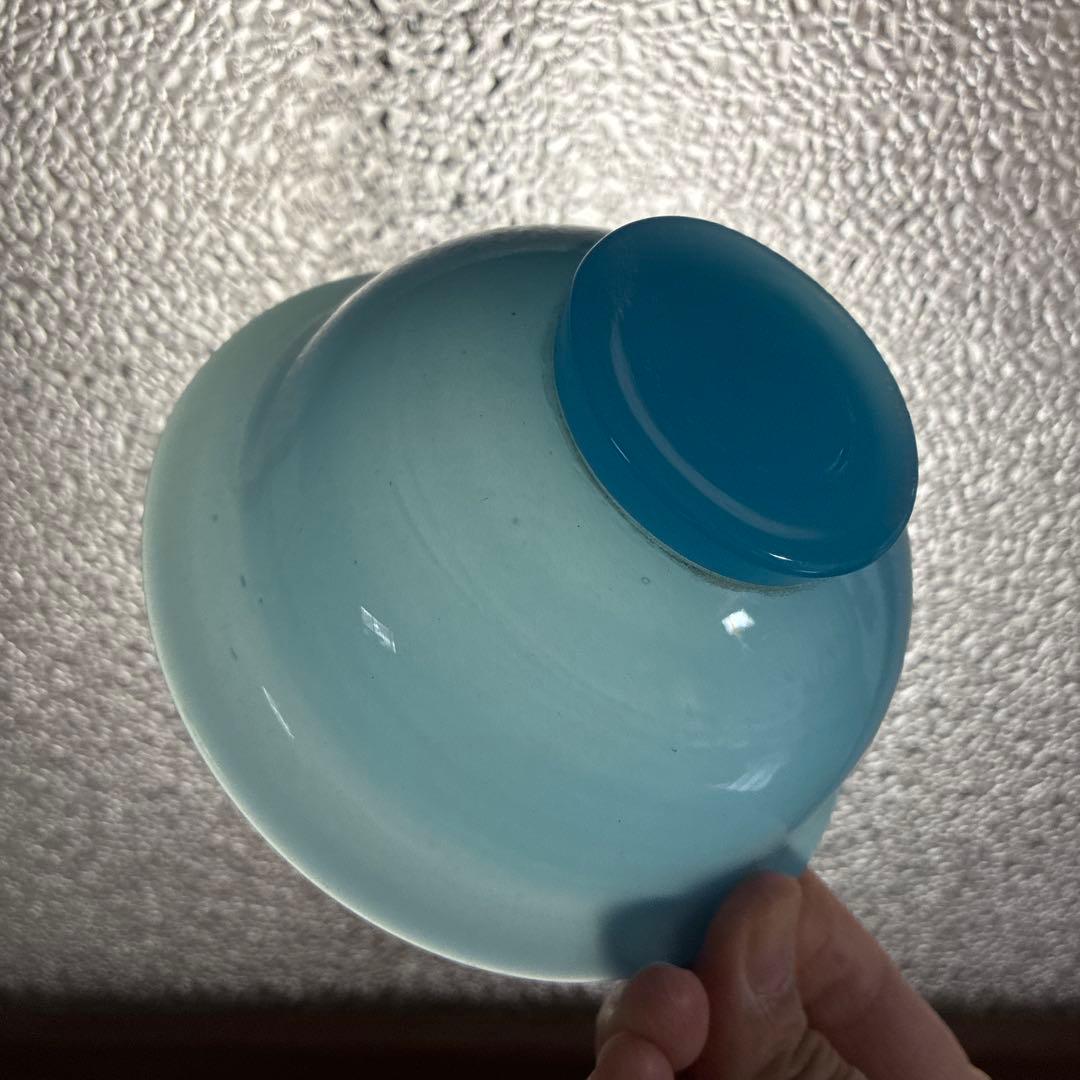 骨董　時代ガラス　空色　練りガラス　反り口　向付　氷コップ　ウラン②