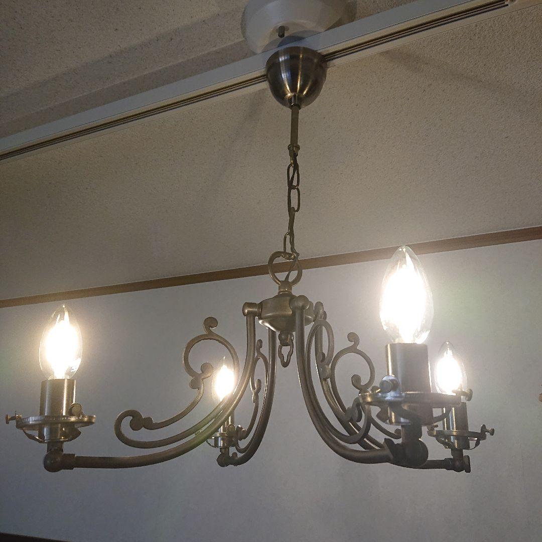 ガラスペンダントライト シャンデリア 4灯 照明器具 アンティーク サンヨウ