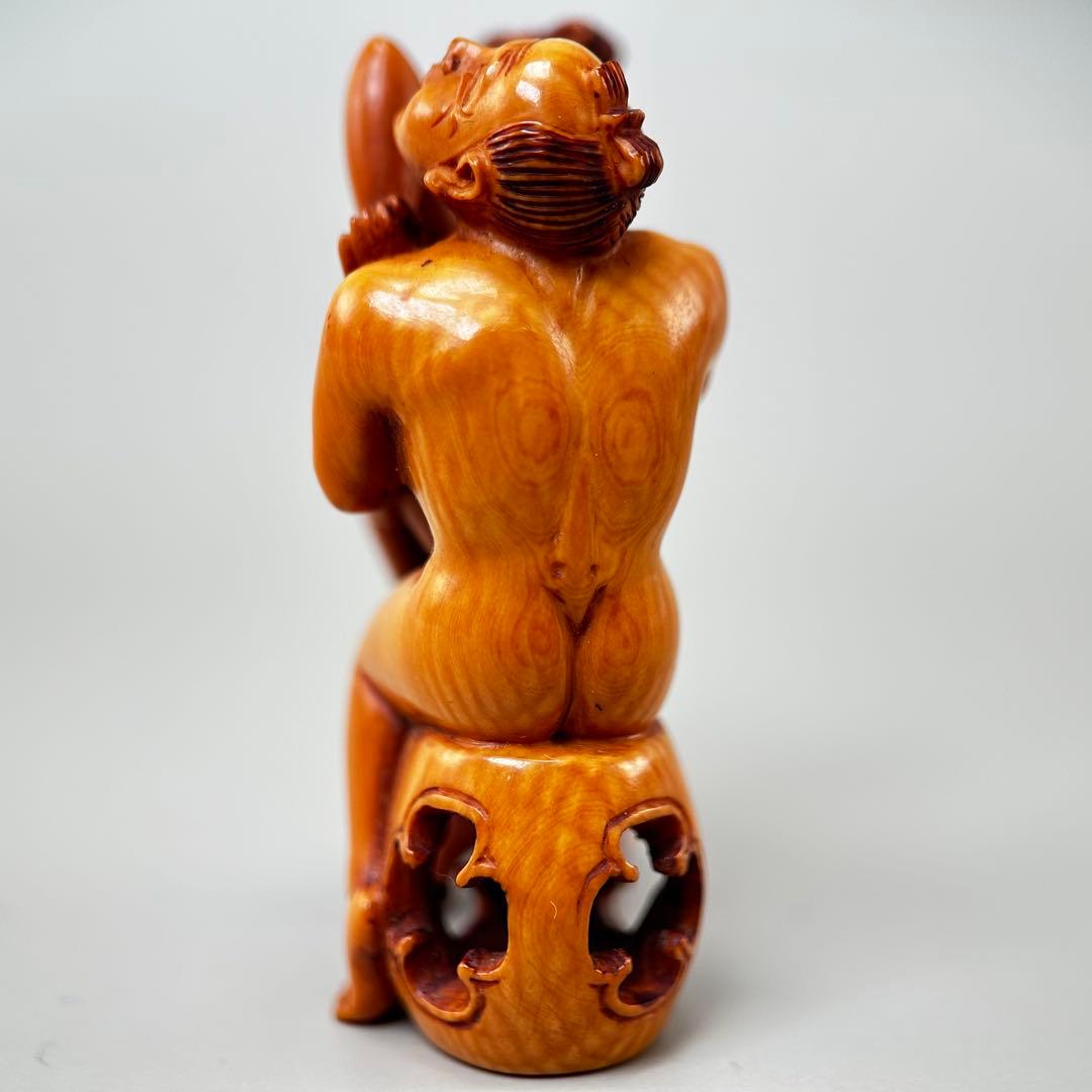 浮世絵人間の形 極上根付天然素材アンティーク骨董　飾り物　古美術　置物細密細工