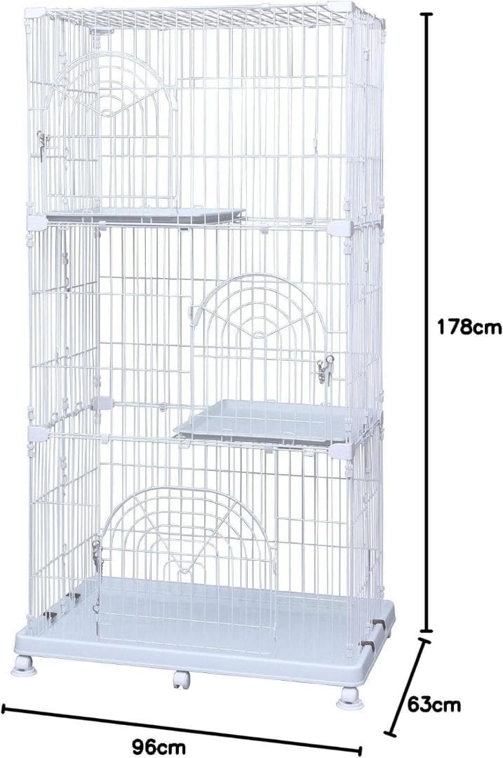 アイリス 猫 ケージ オリジナルペットケージ 3段 キャスター付 ホワイト 猫用