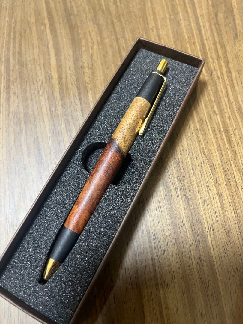 花梨瘤紅白　源平　（アフゼリア） シャーペン 真鍮金具 ボナンペン