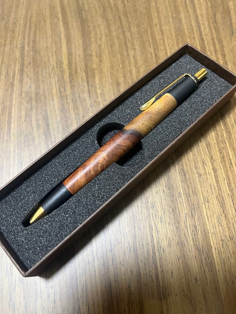 花梨瘤紅白　源平　（アフゼリア） シャーペン 真鍮金具 ボナンペン