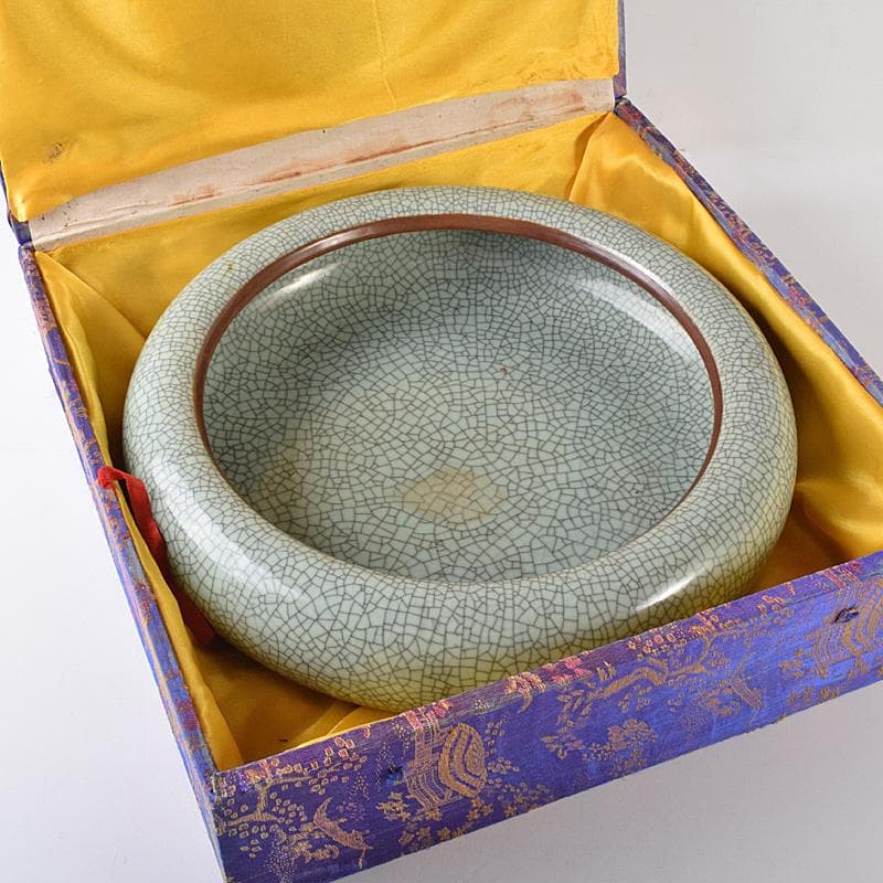 中国　官窯　金糸鉄線　氷裂文　大香炉　直径約39㎝　C　R7962B