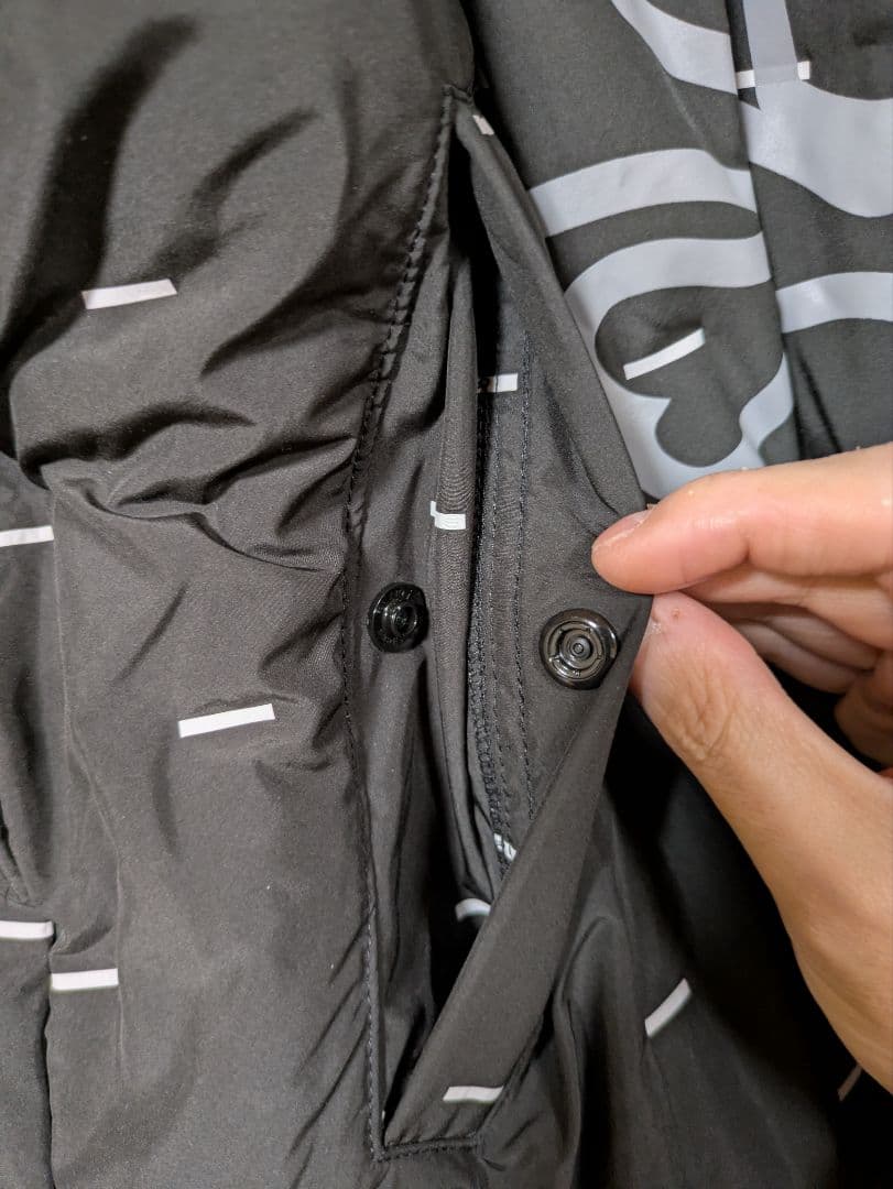 (美品) サイコバニー 2WAYダウンブルゾン 黒×白 総柄 袖着脱可