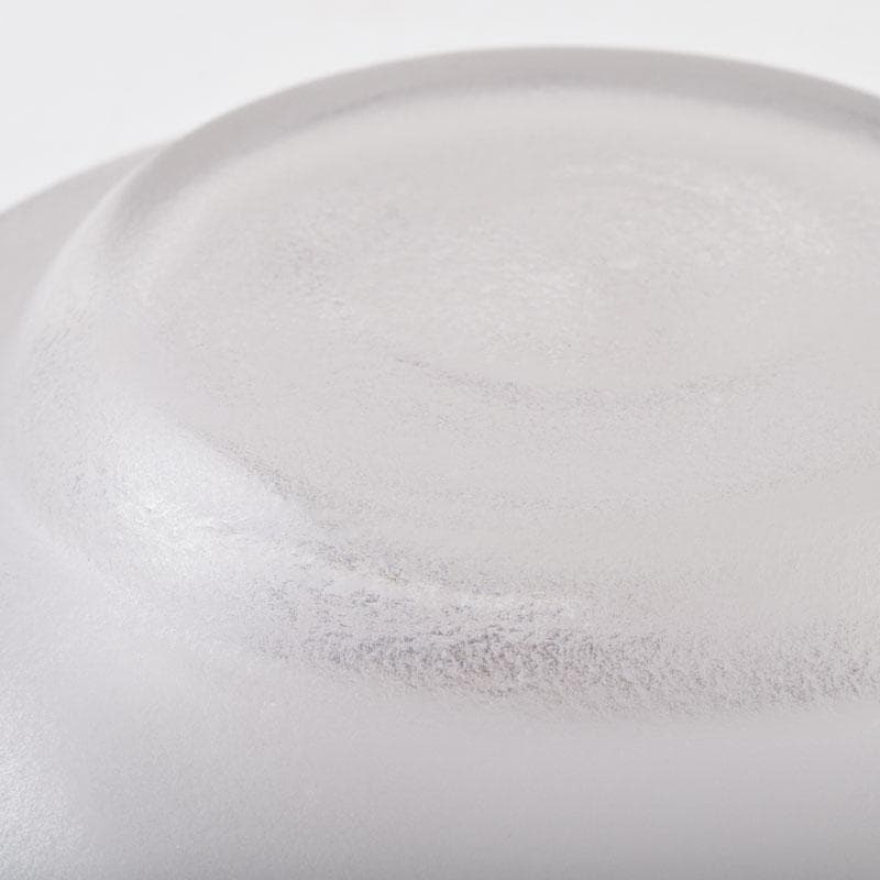 ガラス工芸　荒木良忠作　玻璃彫刻　銅赤流水文　菓子鉢　共箱　C　9187