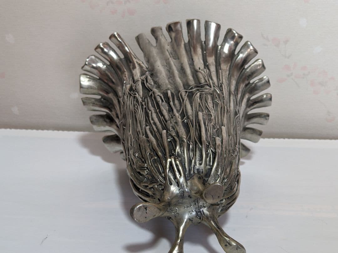 ♦西洋ヴィンテージ 純錫製フラワーベース 花器 花活け 美術工芸 骨董