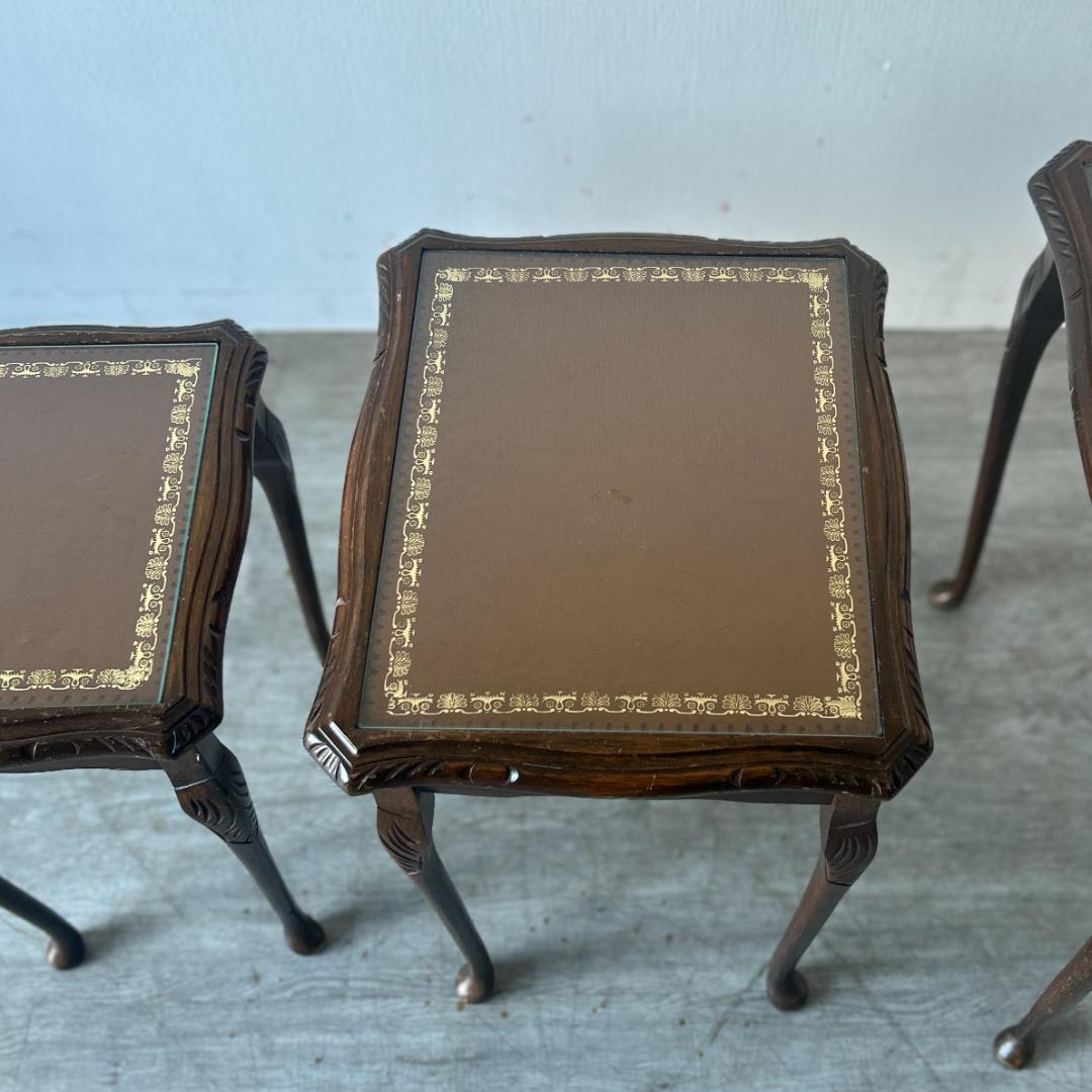 イギリス アンティーク家具 ガラストップ ネストテーブル 1960年頃 950A