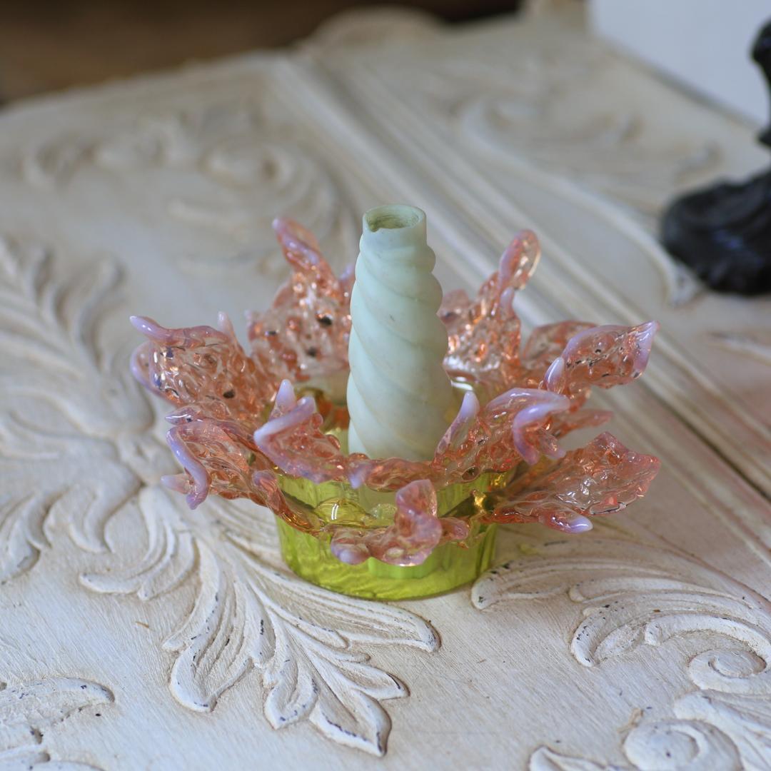 希少！フェントン キャンドルカバー10本ウランガラス　/アンティークシャンデリア