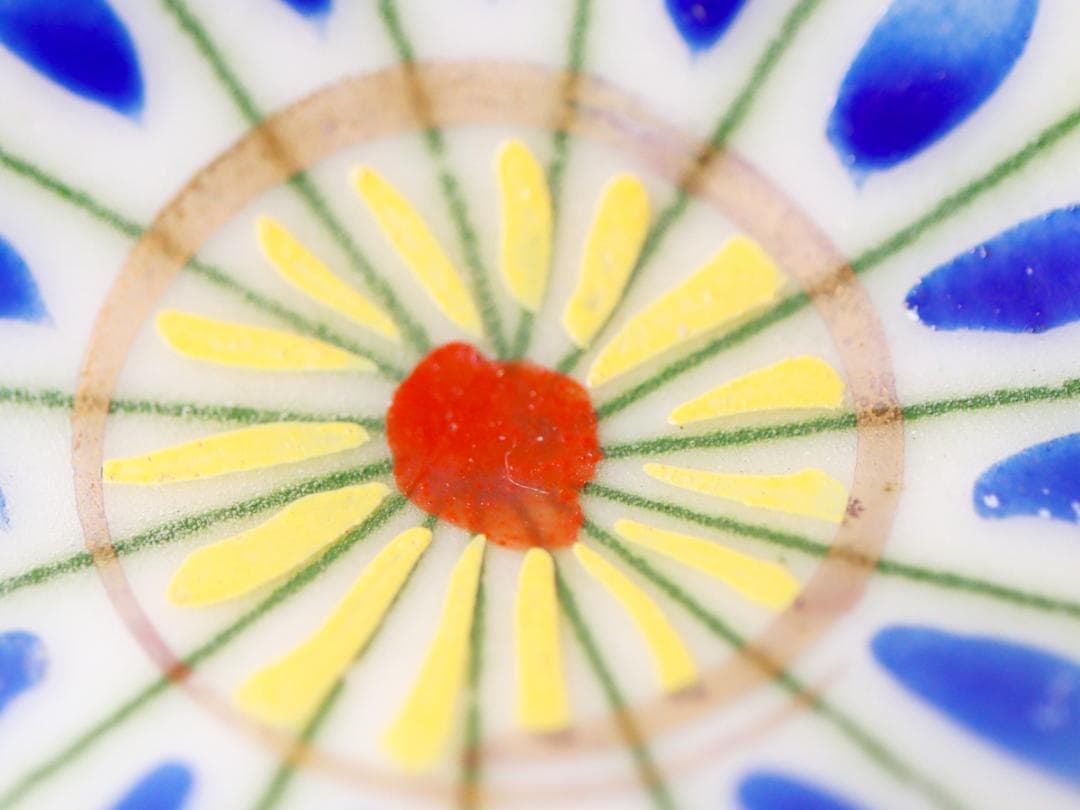 印判菊花緑 4寸皿 5客