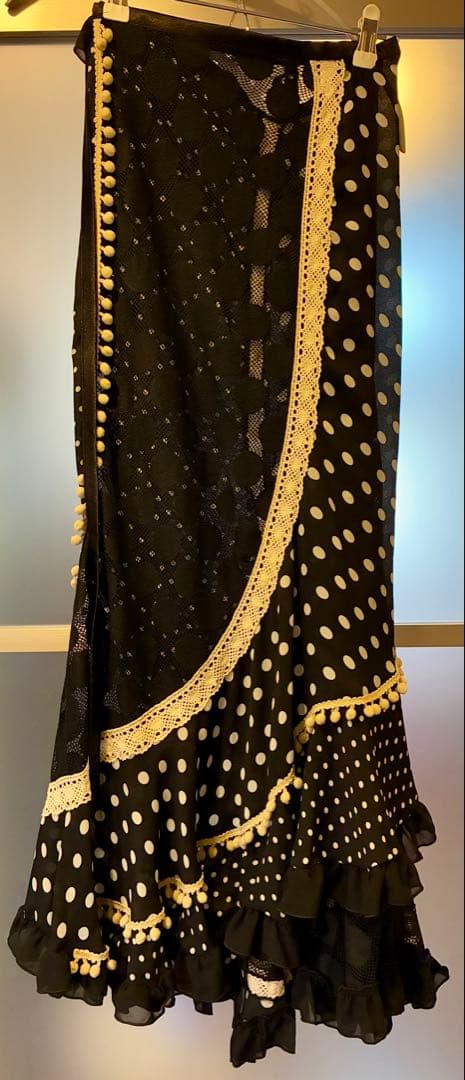 【美品】ソニアジョーンズ　黒ドット柄　巻きスカート